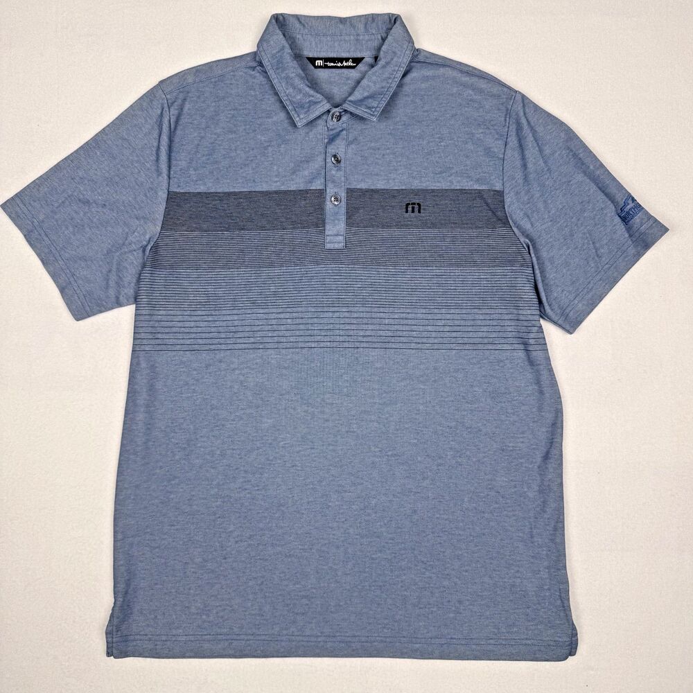 Travis Mathew Men's Polo Shirt Golf Large Short Sleeve Cotton Blend Blue - Picture 2 of 12